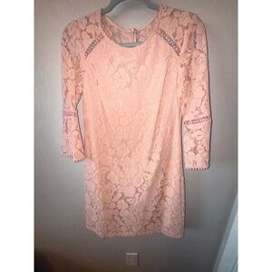 Vince Camuto Dress Womens 2 Pink Shift Lace Textured‎ Feminine Elegant